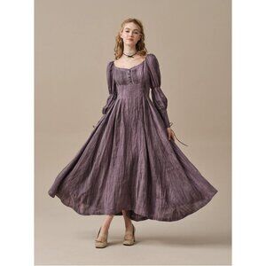 Linennaive Pheonix 24 | Regency Lace-up Linen Dress